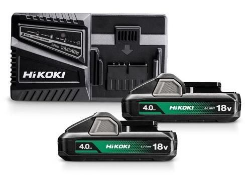 HiKOKI batterisæt 18V 2x4,0Ah + hurtiglader