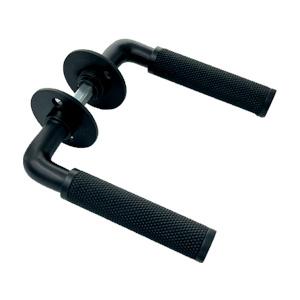 Door handle Funkis 383 w/fitting Black Lacquer Rouletted Ø20mm